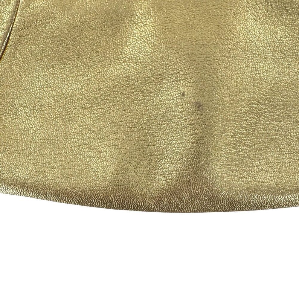 YSL Saint Laurent Rive Gauche Metallic Gilt Gold Leather Rose Baguette Bag - Picture 12 of 12